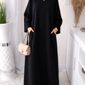 Abaya noir longue Légère et Fluide Taille Unique 36-44