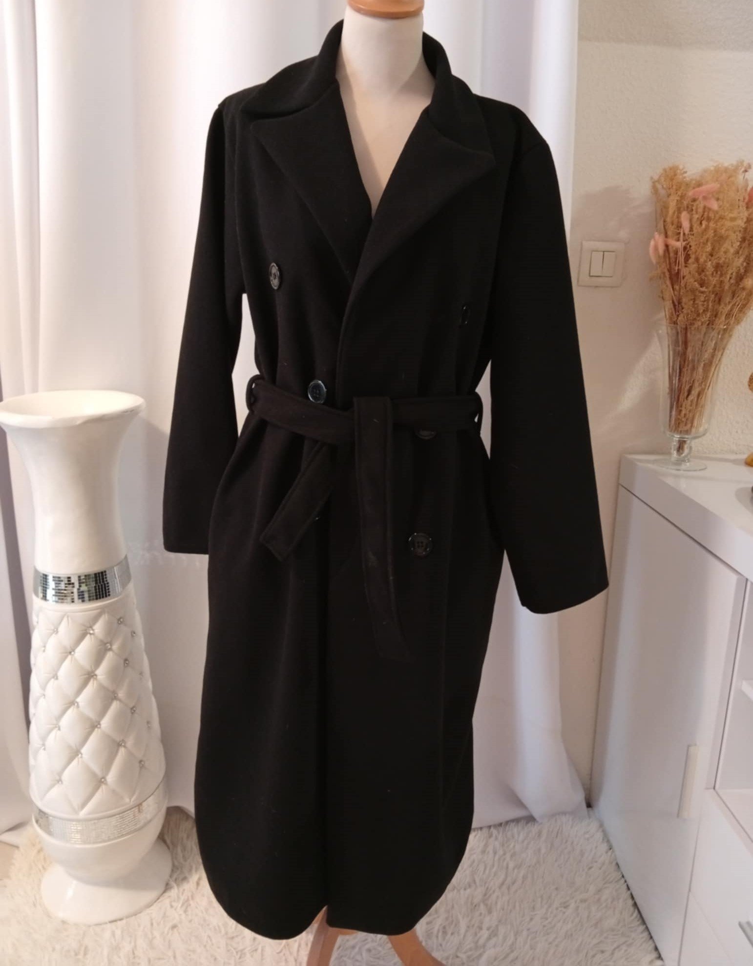 Manteaux en laine pour femme – doubele boutonnage – Automne et hiver – Trench avec ceinture – avec poches – Image 2