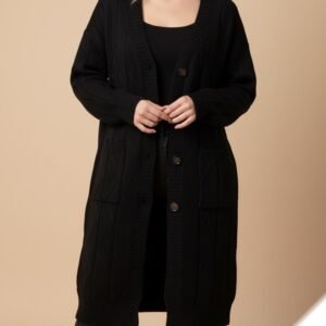 Gilet Long en Laine à Motif Géométrique – Taille Unique (36 à 44)