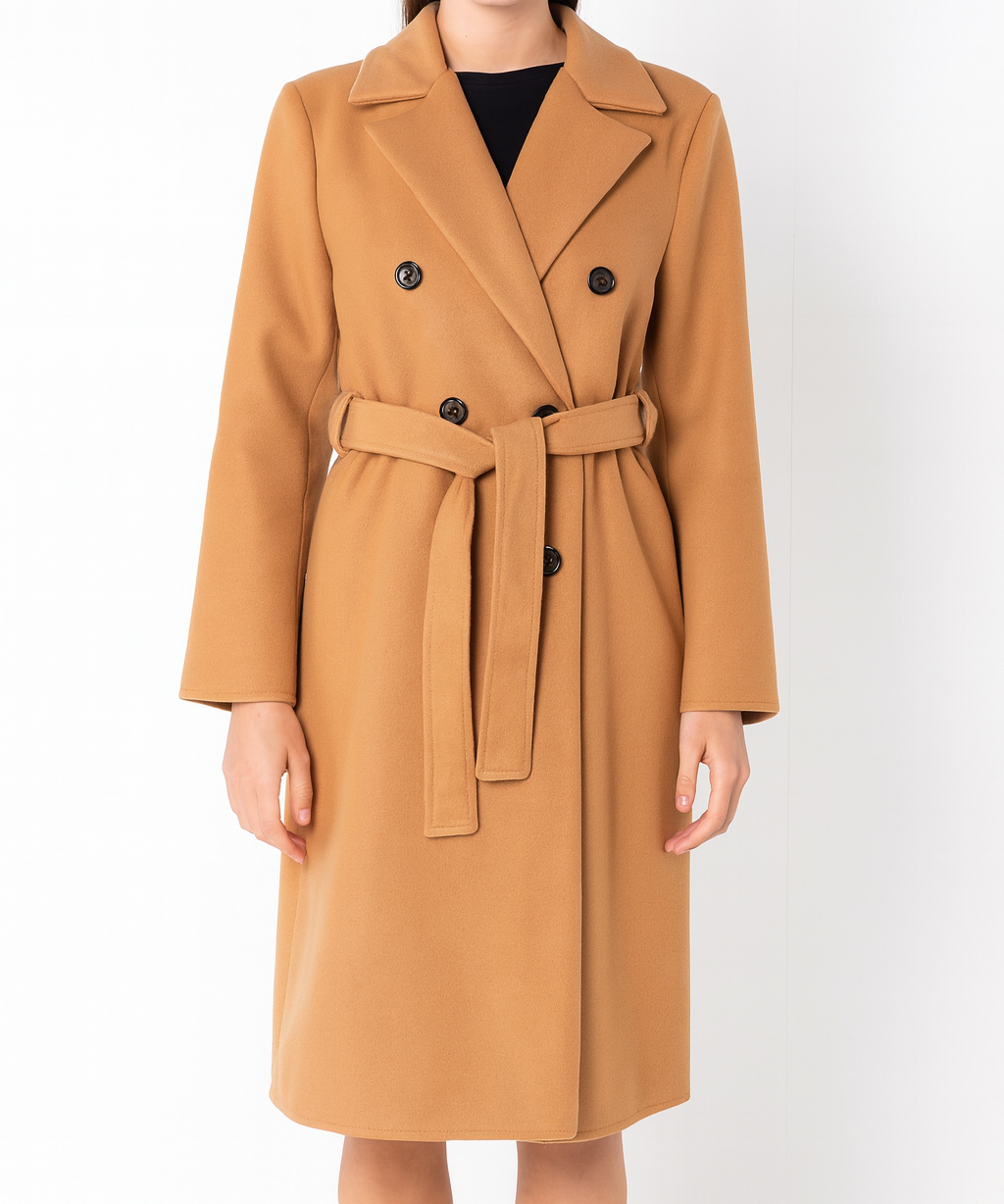 Manteau Long Ceinturé en Laine – Taille Unique (36 à 42)