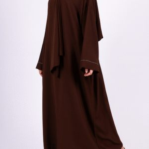 Abaya marron-Voile intégré Femme – Robe de Prière en Soie de Médine