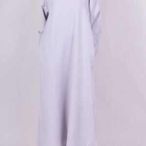 Abaya longue grise avec poches, Robe longue légère et fluide