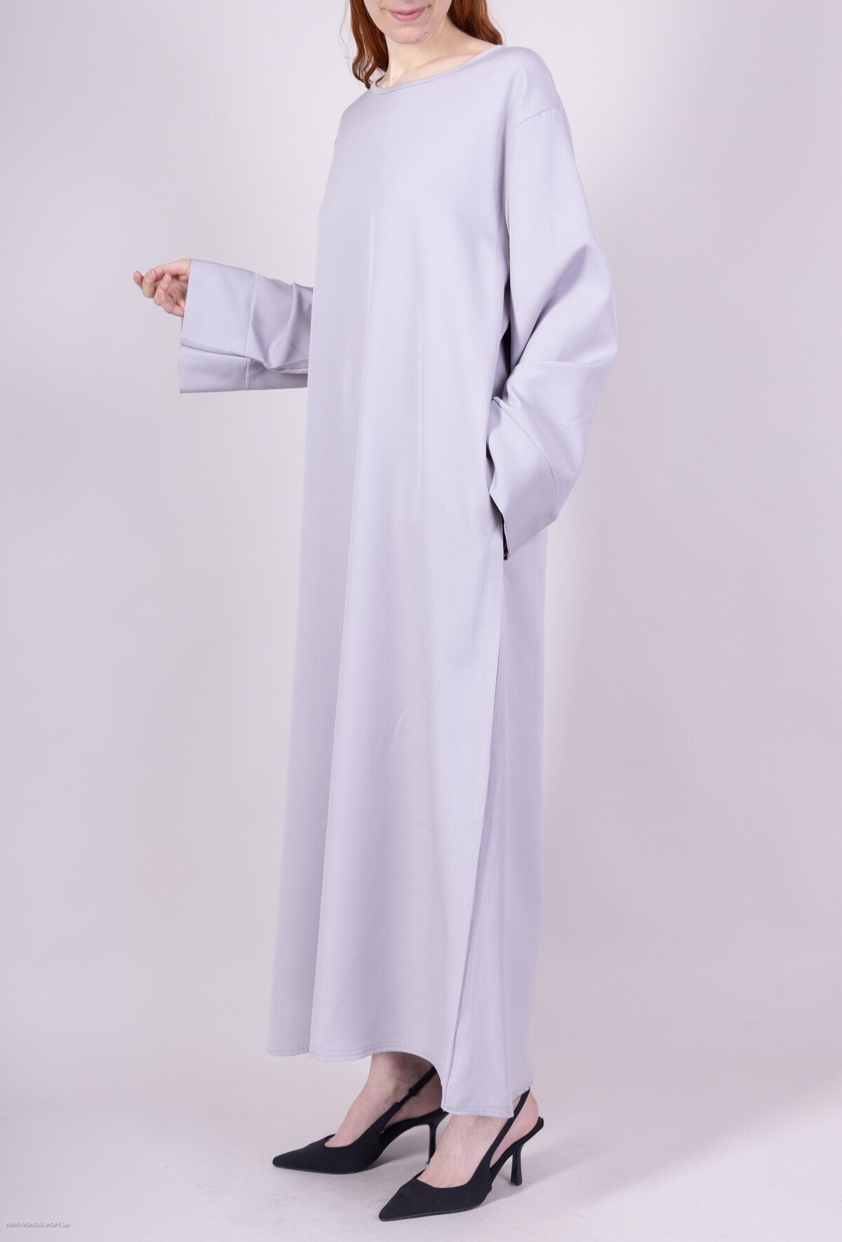 Abaya noir longue Légère et Fluide Taille Unique 36-44 – Image 3