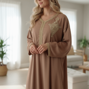 Caftan Brodé Khanjar marron, Gandoura marocaine