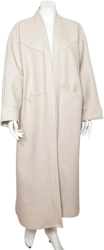 Manteau Long Moderne Gris Femme Avec Poches – Image 3