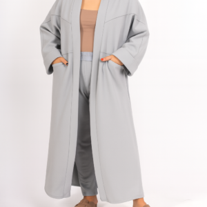 Manteau Long Moderne Gris Femme avec poches