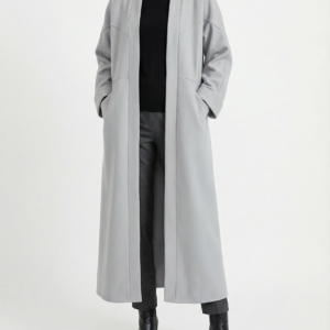 Manteau Long 142 cm Moderne - Gris Femme avec deux poches