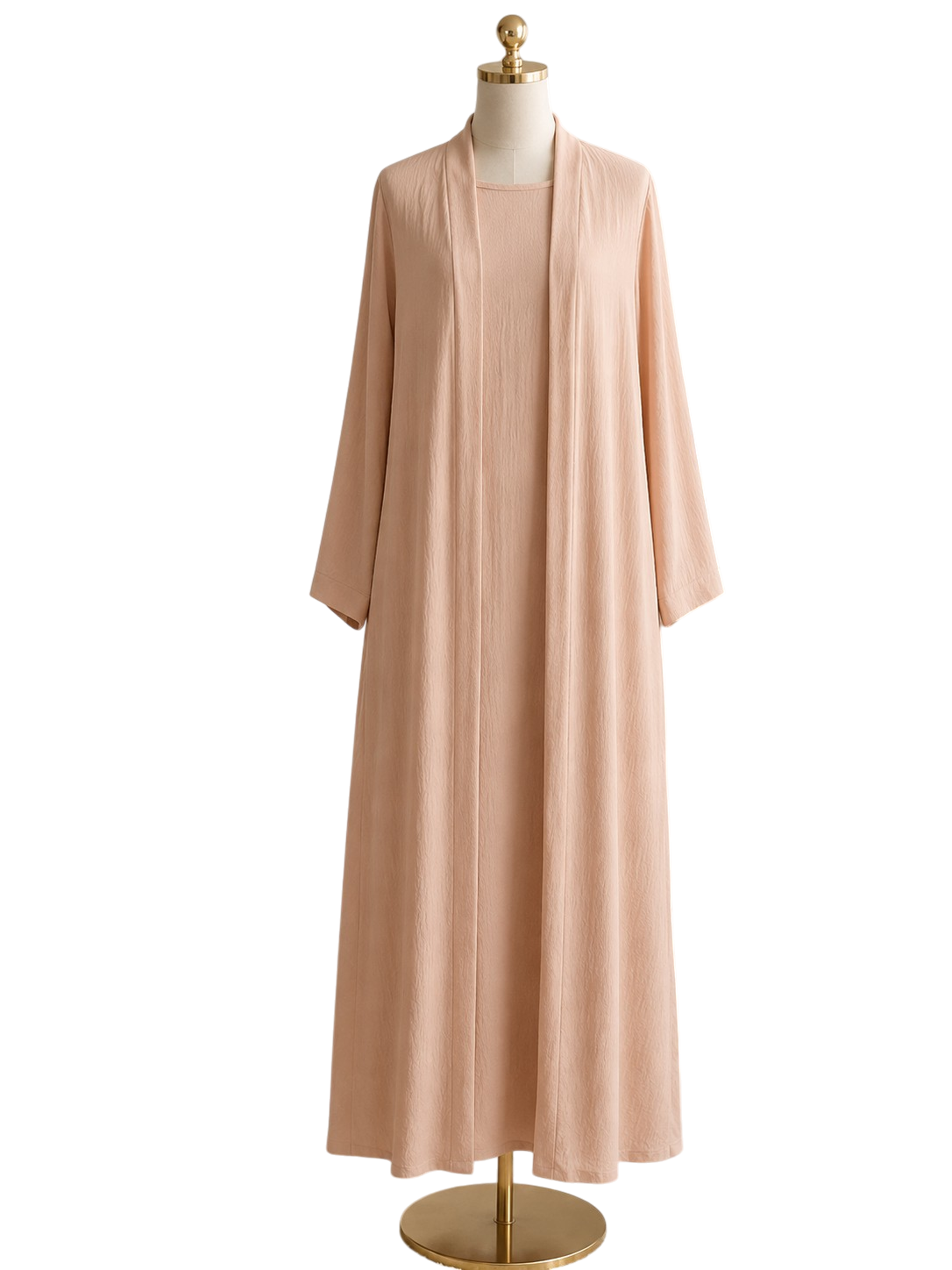 Ensemble 2 Pièces Femme en Tissu Jazz – Robe Sans Manches et Kimono beige – Taille Unique (38 à 46) – Image 2