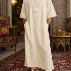 Gandoura marocaine  Brodée pour Homme avec deux poches