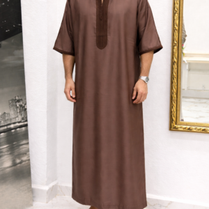 Gandoura marocaine marron pour homme taille L