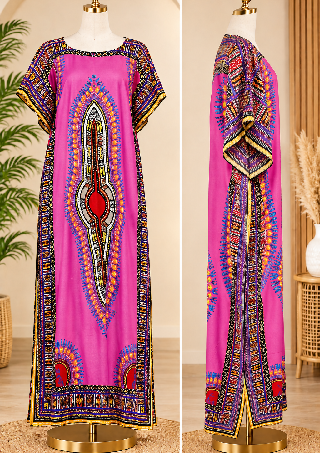 Robe Gandoura en coton pour femmes, vêtements traditionnels africains Dashiki, tenues Abayas, Kaftan musulman, Robe Maxi longue – Image 2