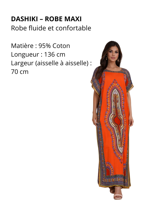 Dashiki – Robe Maxi africaine pour femmes, coton, imprimé coloré, ample, manches chauve-souris, élégante, longue – Image 6