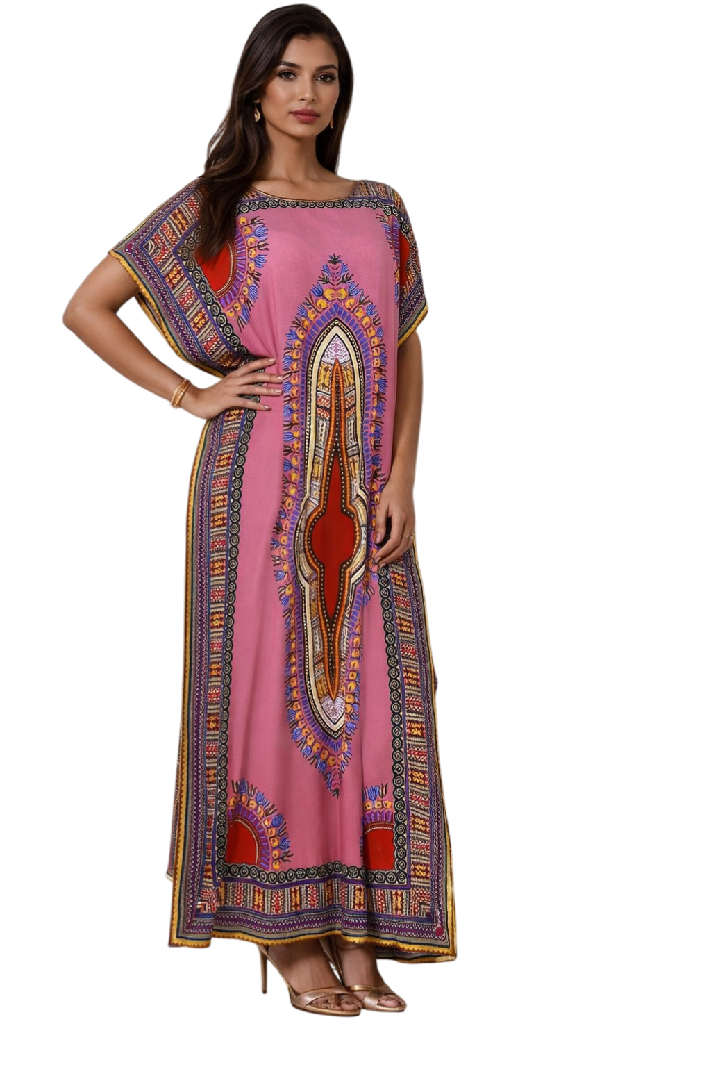 Dashiki – Robe Maxi africaine pour femmes, coton, imprimé coloré, ample, manches chauve-souris, élégante, longue