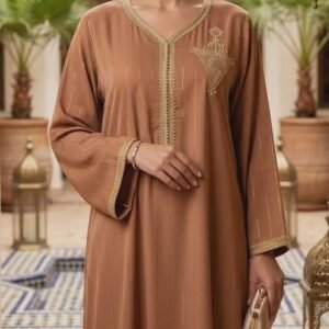 Caftan Brodé Khanjar marron, Gandoura marocaine