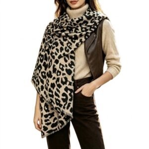 Écharpe Léopard Taupe Élégante pour Femme -Tendance Automne-Hiver