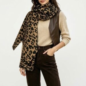 Écharpe Léopard Camel Élégante pour Femme -Tendance Automne-Hiver
